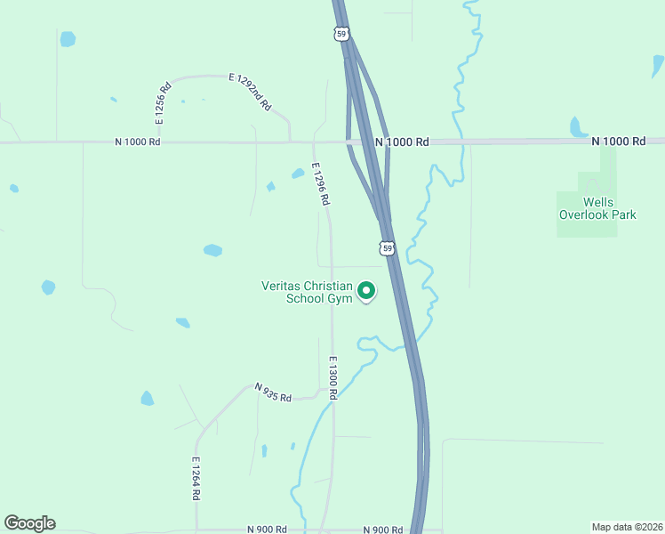 map of restaurants, bars, coffee shops, grocery stores, and more near 1300 North 968th Road in Lawrence