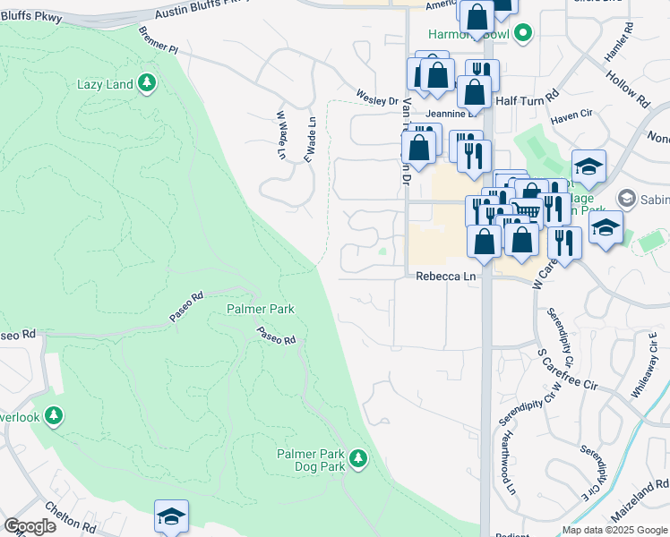 map of restaurants, bars, coffee shops, grocery stores, and more near 3665 Knoll Lane in Colorado Springs