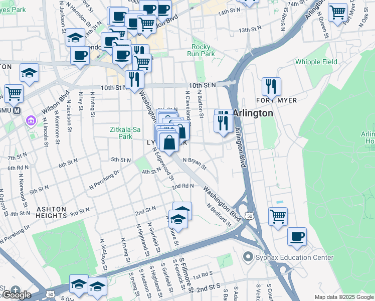 map of restaurants, bars, coffee shops, grocery stores, and more near 101 Independence Avenue Southeast in Washington
