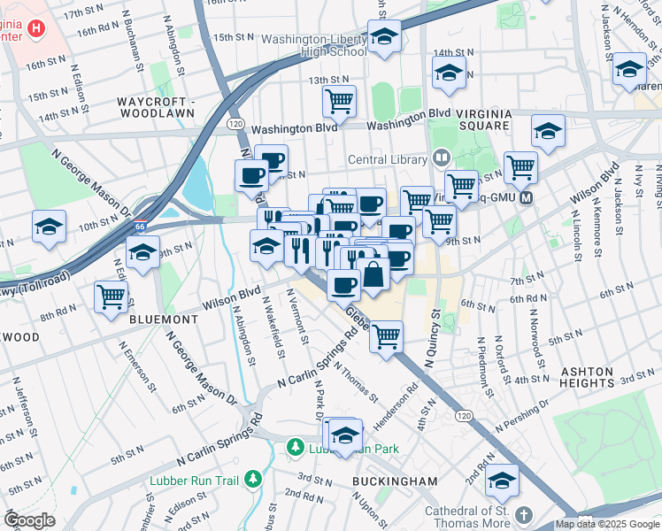 map of restaurants, bars, coffee shops, grocery stores, and more near 101 Independence Avenue Southeast in Washington