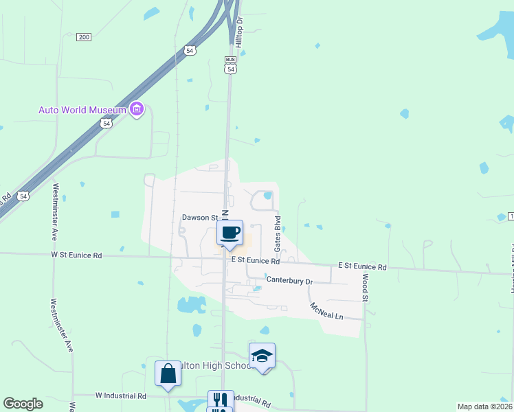 map of restaurants, bars, coffee shops, grocery stores, and more near 422 Sabre Circle in Fulton