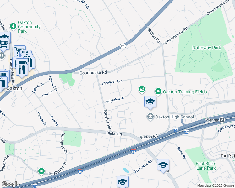 map of restaurants, bars, coffee shops, grocery stores, and more near 2808 Logway Road in Vienna