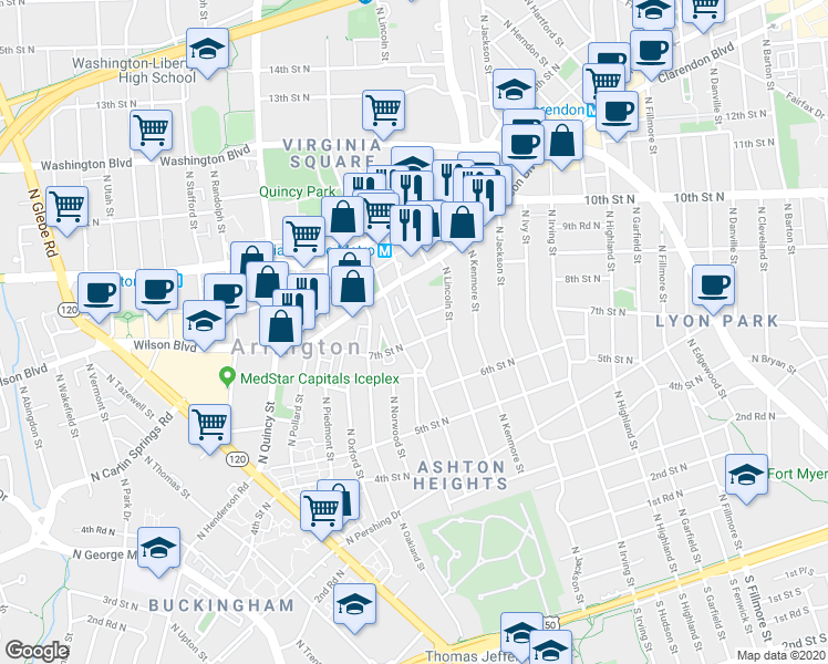 map of restaurants, bars, coffee shops, grocery stores, and more near 101 Independence Avenue Southeast in Washington