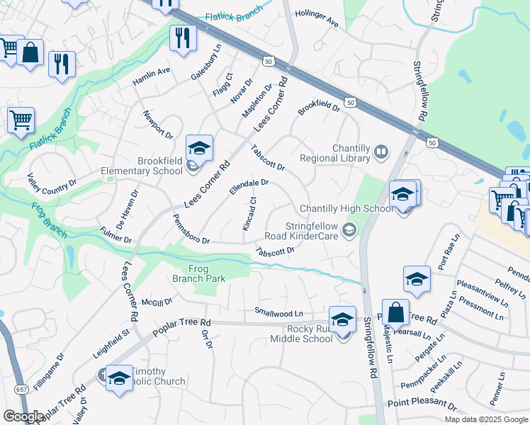 map of restaurants, bars, coffee shops, grocery stores, and more near 13510 Carmel Lane in Chantilly