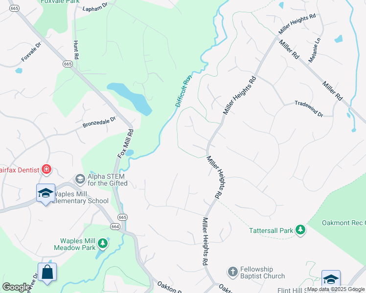 map of restaurants, bars, coffee shops, grocery stores, and more near 3210 Miller Heights Road in Oakton