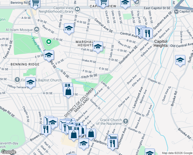 map of restaurants, bars, coffee shops, grocery stores, and more near 101 Independence Avenue Southeast in Washington