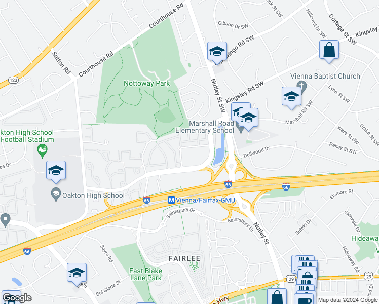 map of restaurants, bars, coffee shops, grocery stores, and more near 2765 Centerboro Drive in Vienna