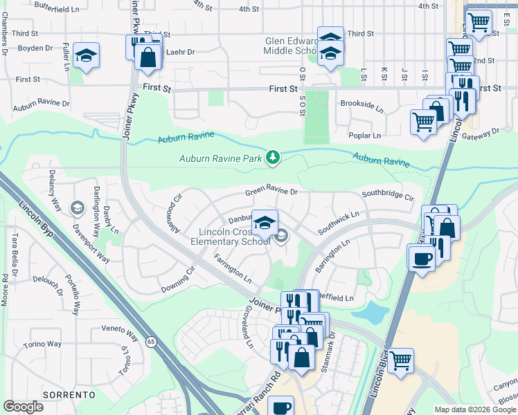 map of restaurants, bars, coffee shops, grocery stores, and more near 1661 Storeyfield Lane in Lincoln