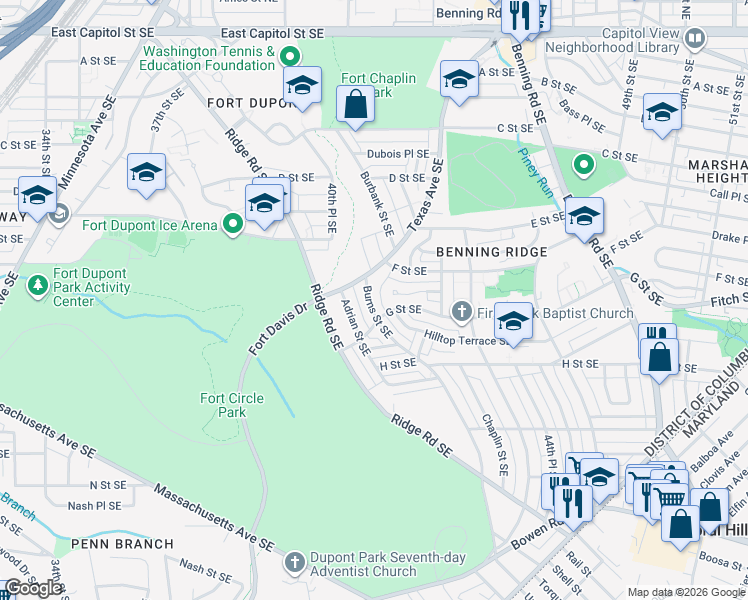 map of restaurants, bars, coffee shops, grocery stores, and more near 101 Independence Avenue Southeast in Washington