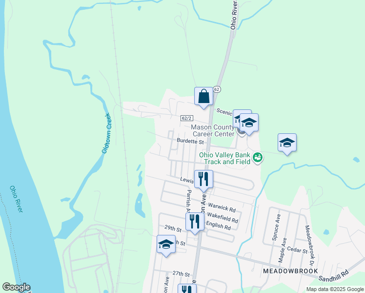 map of restaurants, bars, coffee shops, grocery stores, and more near 3405 Franklin Ave in Point Pleasant