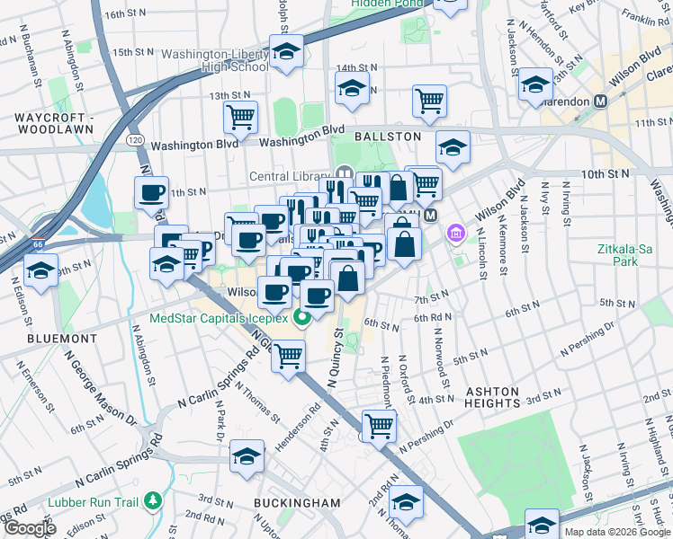 map of restaurants, bars, coffee shops, grocery stores, and more near 101 Independence Avenue Southeast in Washington