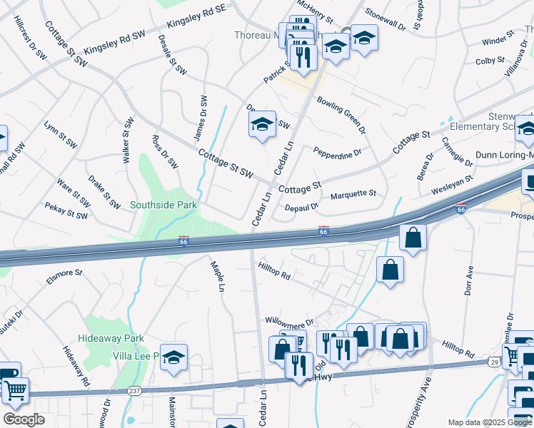 map of restaurants, bars, coffee shops, grocery stores, and more near 2710 Occidental Drive in Vienna