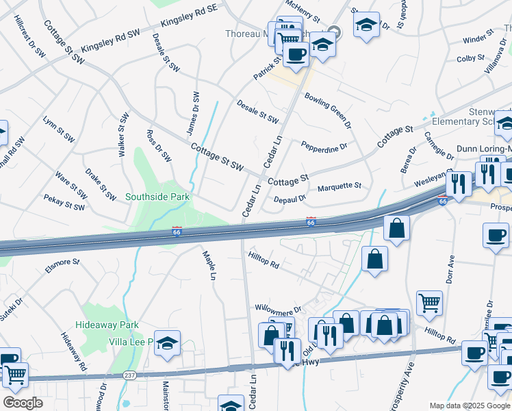 map of restaurants, bars, coffee shops, grocery stores, and more near 2710 Occidental Drive in Vienna
