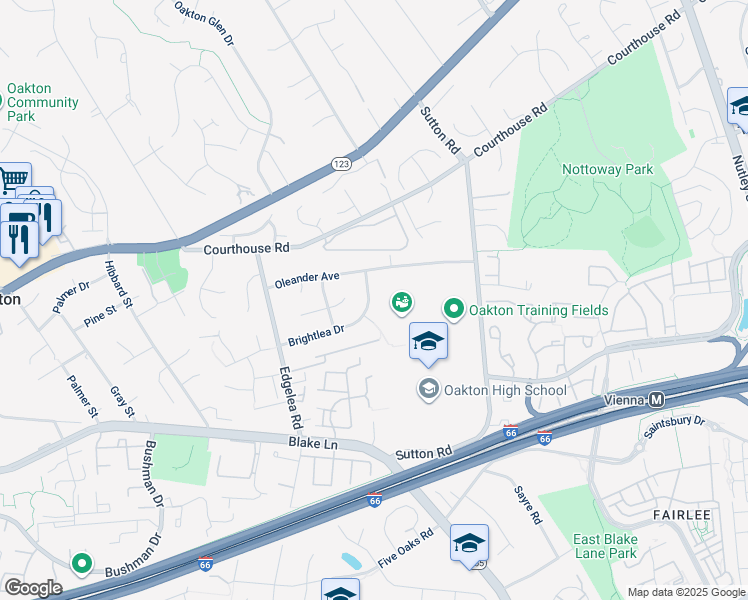 map of restaurants, bars, coffee shops, grocery stores, and more near 9809 Brightlea Drive in Vienna