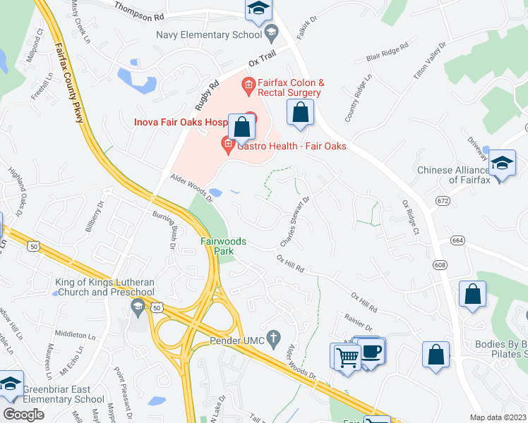 map of restaurants, bars, coffee shops, grocery stores, and more near 3801 Lieutenant Nichols Court in Fairfax