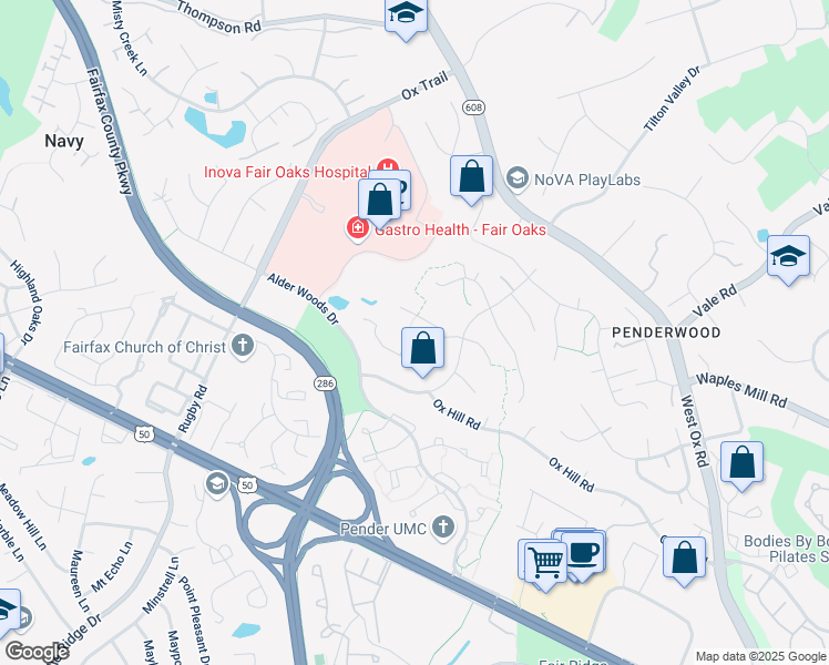 map of restaurants, bars, coffee shops, grocery stores, and more near 3801 Lieutenant Nichols Court in Fairfax