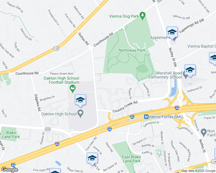 map of restaurants, bars, coffee shops, grocery stores, and more near 9632 Masterworks Drive in Vienna