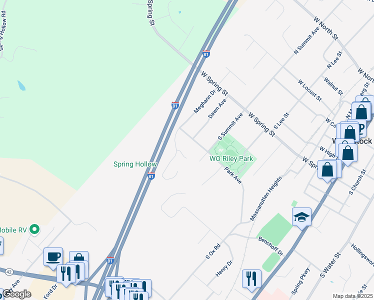 map of restaurants, bars, coffee shops, grocery stores, and more near 626 Cedar Court in Woodstock