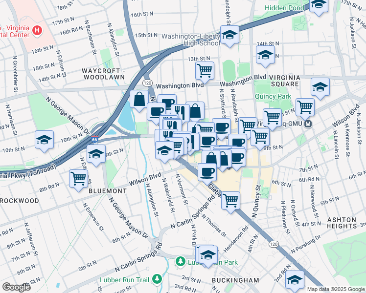 map of restaurants, bars, coffee shops, grocery stores, and more near 101 Independence Avenue Southeast in Washington
