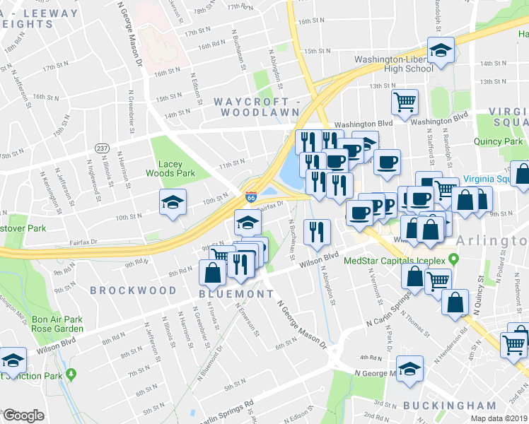 map of restaurants, bars, coffee shops, grocery stores, and more near 101 Independence Avenue Southeast in Washington