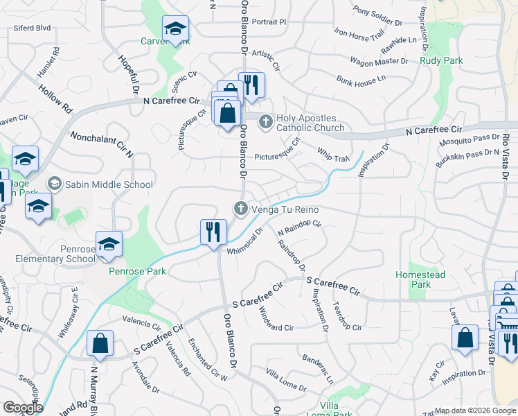 map of restaurants, bars, coffee shops, grocery stores, and more near 4751 Daybreak Circle in Colorado Springs