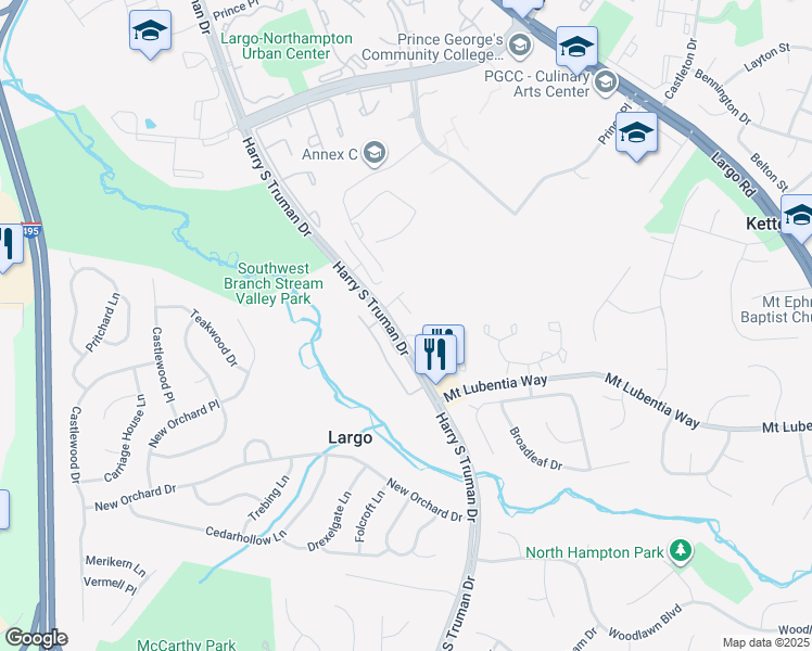 map of restaurants, bars, coffee shops, grocery stores, and more near 656 Harry S Truman Drive in Upper Marlboro