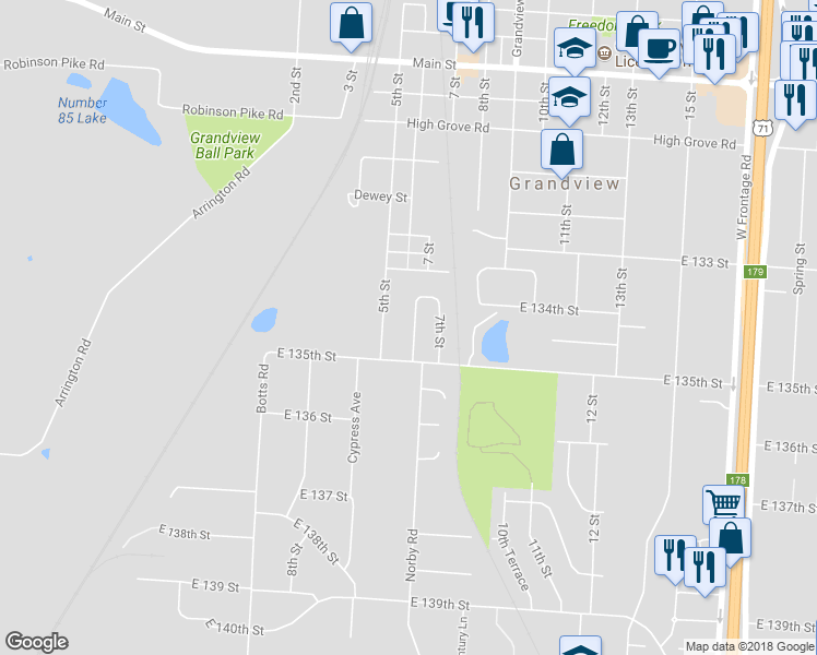 map of restaurants, bars, coffee shops, grocery stores, and more near 13402 6 Street in Grandview