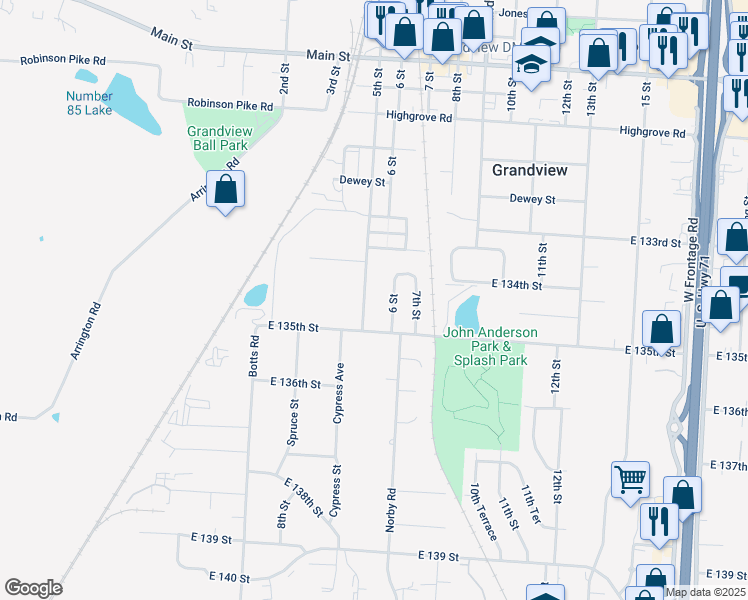map of restaurants, bars, coffee shops, grocery stores, and more near 13402 6 Street in Grandview