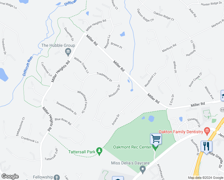 map of restaurants, bars, coffee shops, grocery stores, and more near 3108 Windsong Drive in Oakton