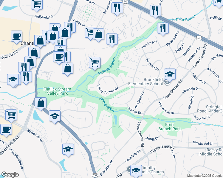 map of restaurants, bars, coffee shops, grocery stores, and more near 13906 Valley Country Drive in Chantilly