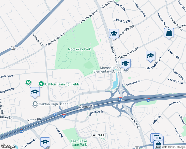 map of restaurants, bars, coffee shops, grocery stores, and more near 9406 Colonade Drive in Vienna