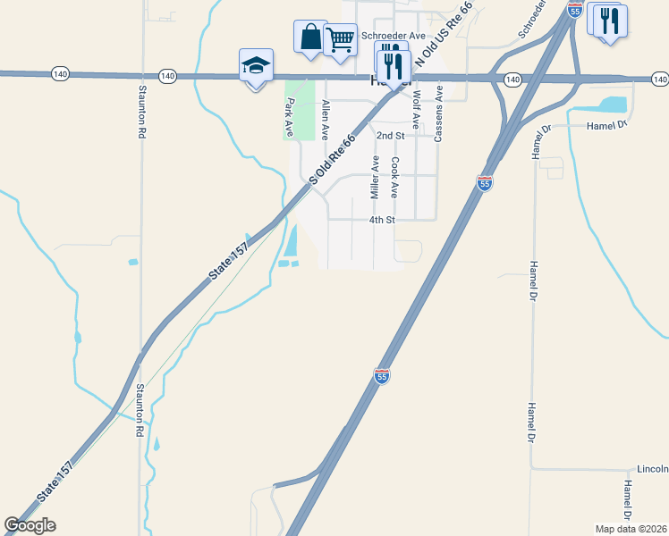 map of restaurants, bars, coffee shops, grocery stores, and more near 420 Trotter Drive in Hamel