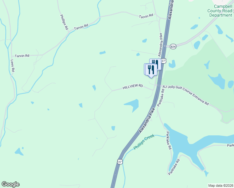 map of restaurants, bars, coffee shops, grocery stores, and more near 891 Hillview Drive in Alexandria