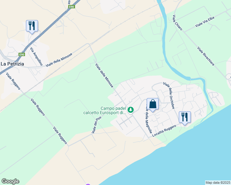 map of restaurants, bars, coffee shops, grocery stores, and more near 18 Viale delle Mimose in Sellia Marina