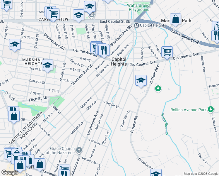 map of restaurants, bars, coffee shops, grocery stores, and more near 101 Independence Avenue Southeast in Washington