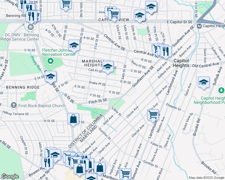 map of restaurants, bars, coffee shops, grocery stores, and more near 101 Independence Avenue Southeast in Washington
