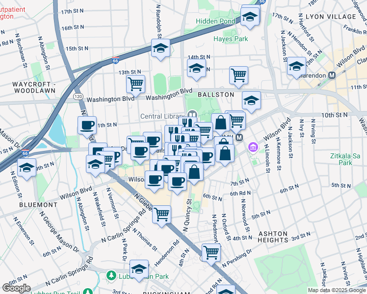 map of restaurants, bars, coffee shops, grocery stores, and more near 101 Independence Avenue Southeast in Washington