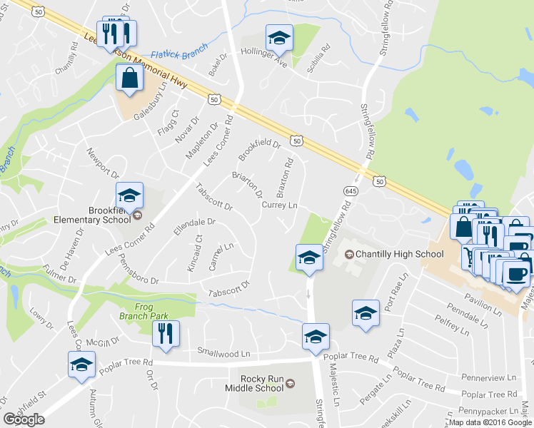 map of restaurants, bars, coffee shops, grocery stores, and more near 4509 Briarton Drive in Chantilly
