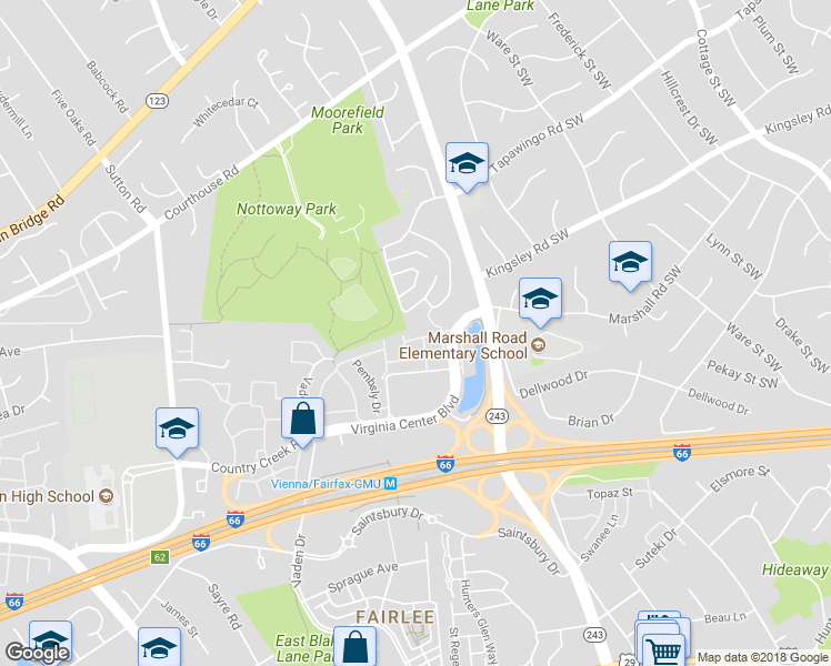 map of restaurants, bars, coffee shops, grocery stores, and more near 9414 Regency Crest Drive in Vienna