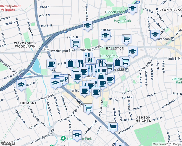 map of restaurants, bars, coffee shops, grocery stores, and more near 101 Independence Avenue Southeast in Washington