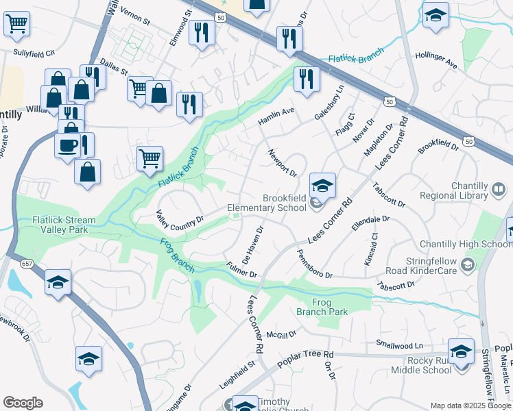 map of restaurants, bars, coffee shops, grocery stores, and more near 13701 Holton Place in Chantilly