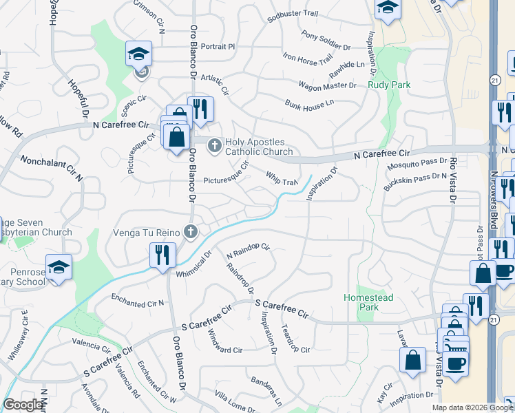 map of restaurants, bars, coffee shops, grocery stores, and more near in Colorado Springs