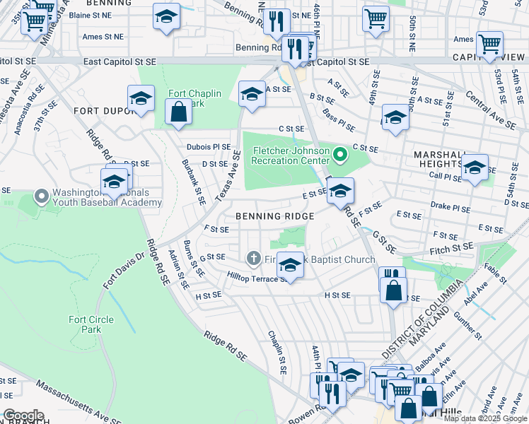 map of restaurants, bars, coffee shops, grocery stores, and more near 101 Independence Avenue Southeast in Washington