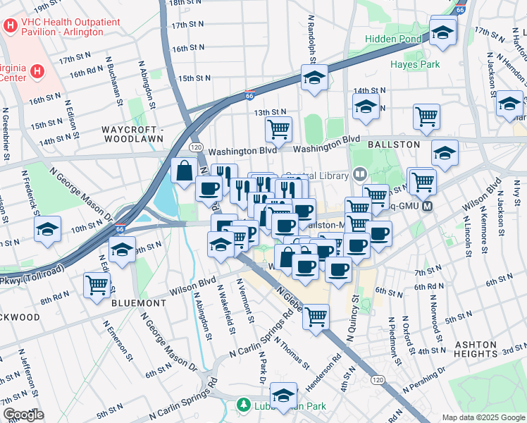 map of restaurants, bars, coffee shops, grocery stores, and more near 101 Independence Avenue Southeast in Washington