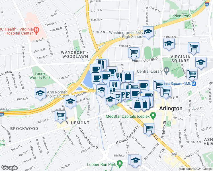 map of restaurants, bars, coffee shops, grocery stores, and more near 101 Independence Avenue Southeast in Washington