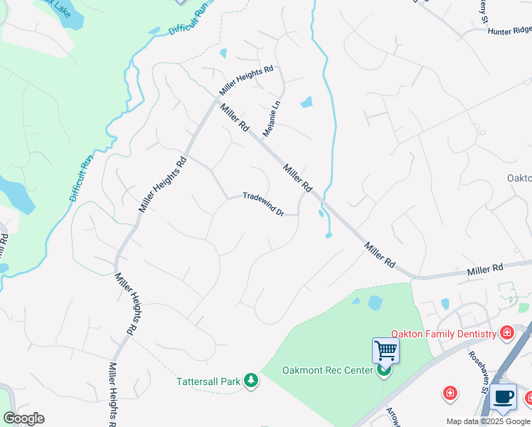 map of restaurants, bars, coffee shops, grocery stores, and more near 10805 Tradewind Drive in Oakton