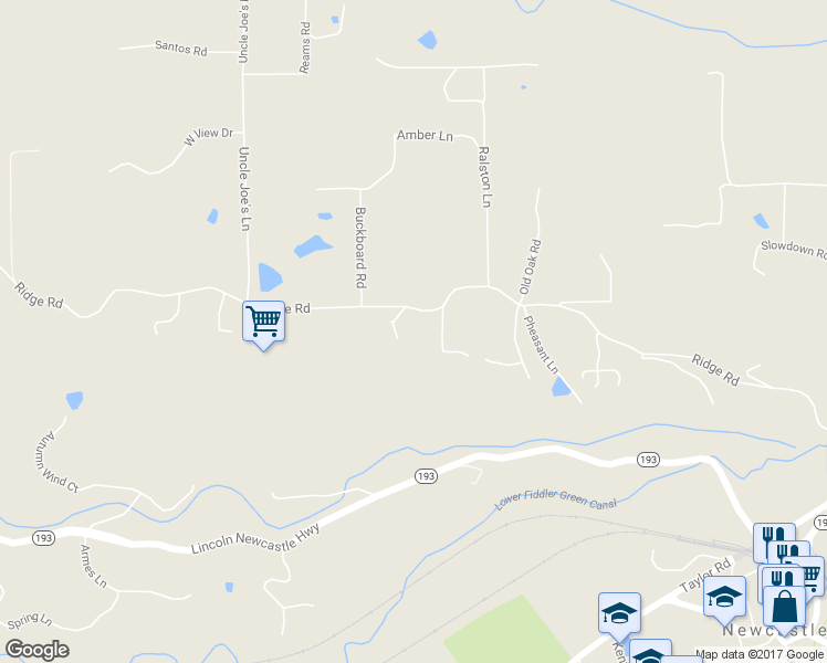 map of restaurants, bars, coffee shops, grocery stores, and more near 8400 Ridge Road in Newcastle