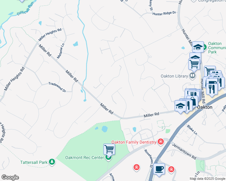 map of restaurants, bars, coffee shops, grocery stores, and more near 10680 Alliwells Court in Oakton