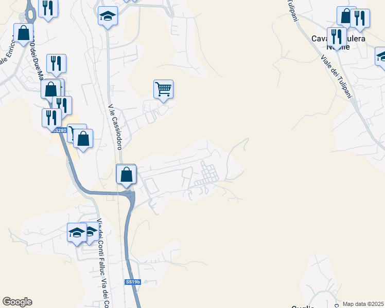 map of restaurants, bars, coffee shops, grocery stores, and more near 67 Via Ugo Ortona in Catanzaro