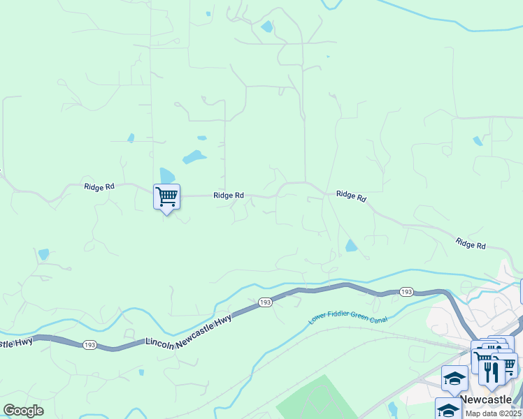 map of restaurants, bars, coffee shops, grocery stores, and more near 8400 Ridge Road in Newcastle